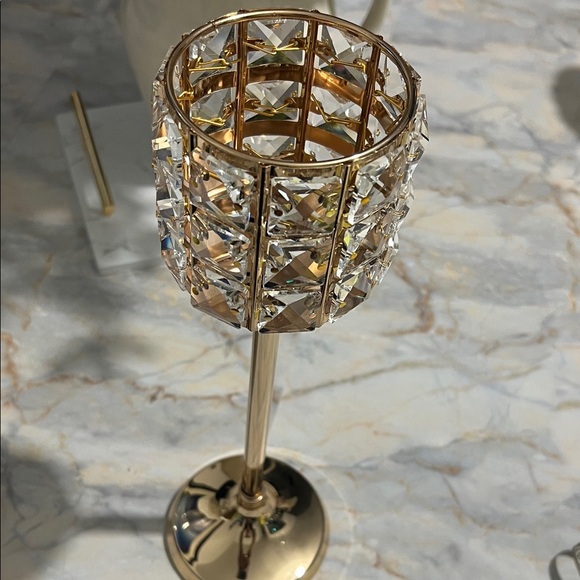 Shimmering Rhinestone Rose Gold Metal Candle/Tea Candle Holder 14.17” H $18 - Picture 5 of 5
